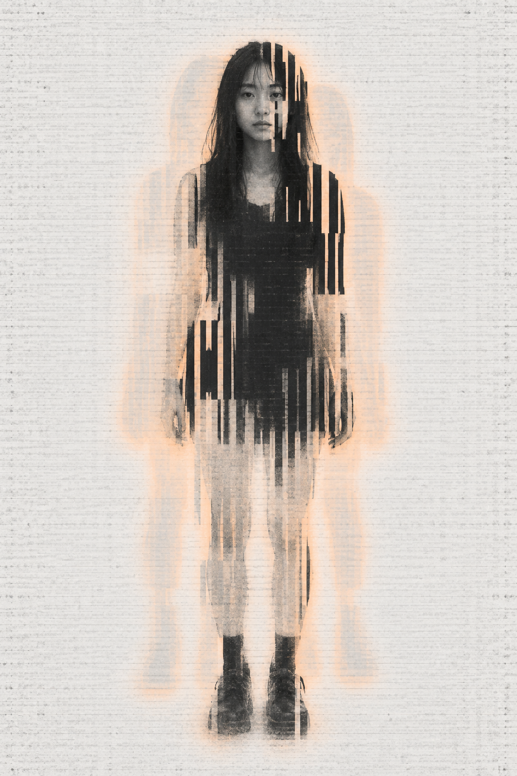 A fragmented female figure reconstructed by a speculative vision system